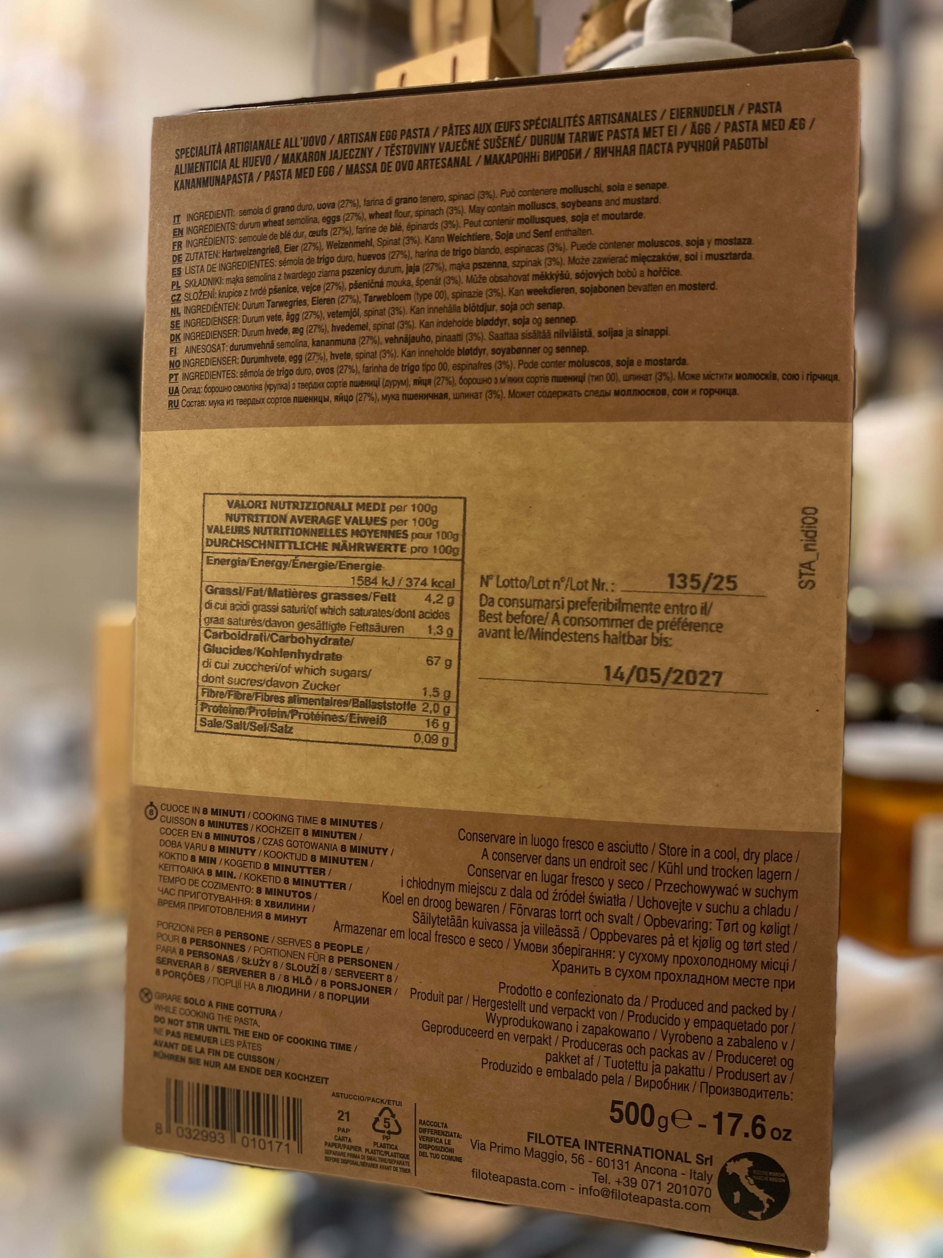 Tagliatelle all’uovo PAGLIA E FIENO  FILOTEA 500 gr